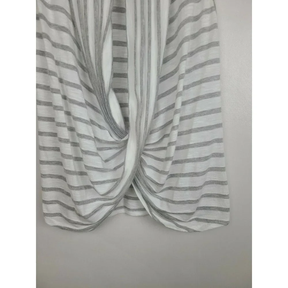 HYFVE Gray White Striped Drape Wrap Front Sleeveless Top Size Medium - Picture 2 of 8